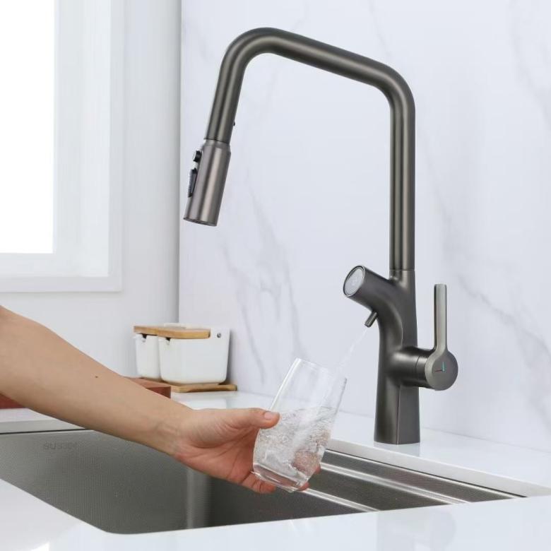 Faucet Taispeána Digiteach Tarraingthe Amach le Purifier Uisce Insuite