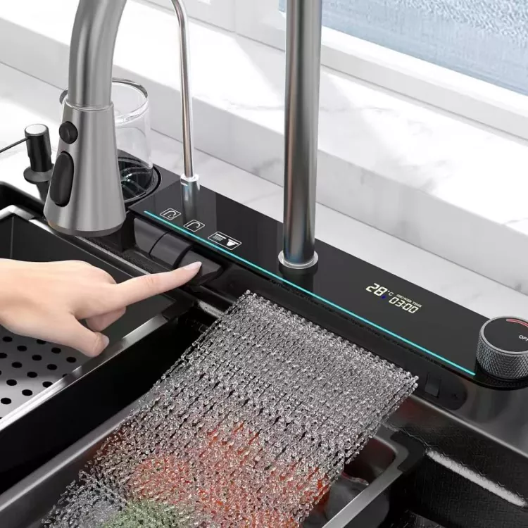Faucet Taispeáin Digiteach Cliste Cruach Dhosmálta le Rialú Teochta
