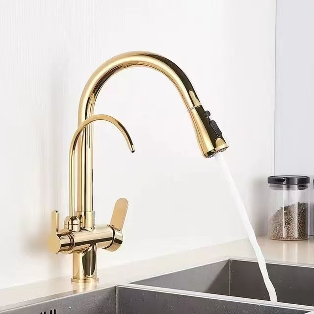 Faucet Tarraingthe Amach Trí Bhealach